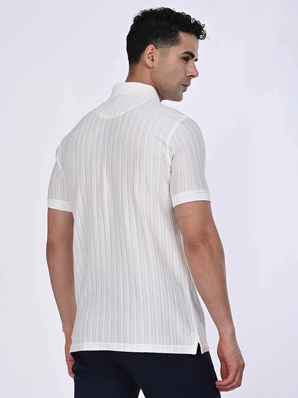 Indian Terrain Men's Half Sleeve Regular Fit White Polo T-Shirt